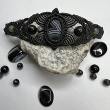 Load image into Gallery viewer, Black Agate Macramé Bracelet
