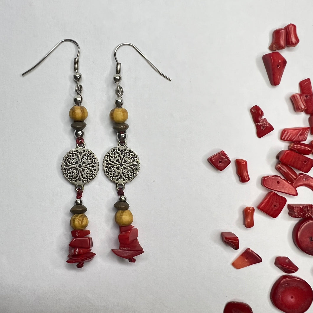 Red Coral Earrings