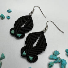 Load image into Gallery viewer, Turquoise Beaded Macramé Earrings
