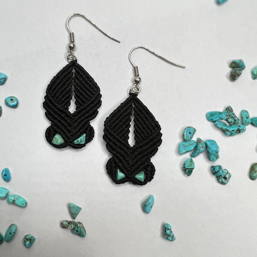 Turquoise Beaded Macramé Earrings