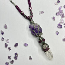 Load image into Gallery viewer, Amethyst with Clear Quartz Macramé Necklace
