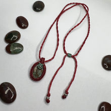 Load image into Gallery viewer, Bloodstone Macramé Necklace
