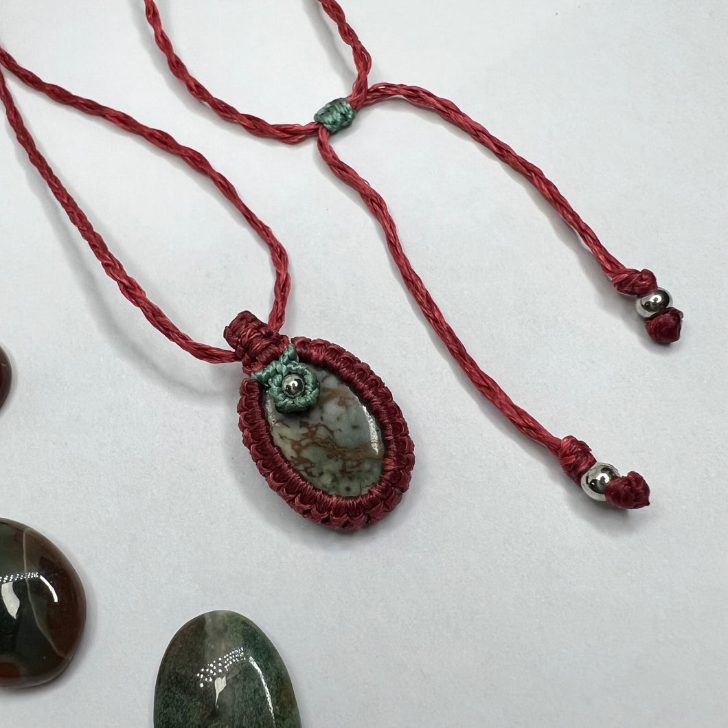 Bloodstone Macramé Necklace