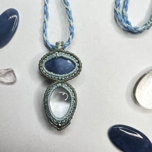 Load image into Gallery viewer, Blue Agate with Clear Quartz Macramé Necklace
