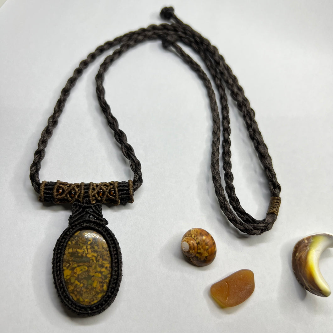 Elephant Skin Jasper Macramé Necklace