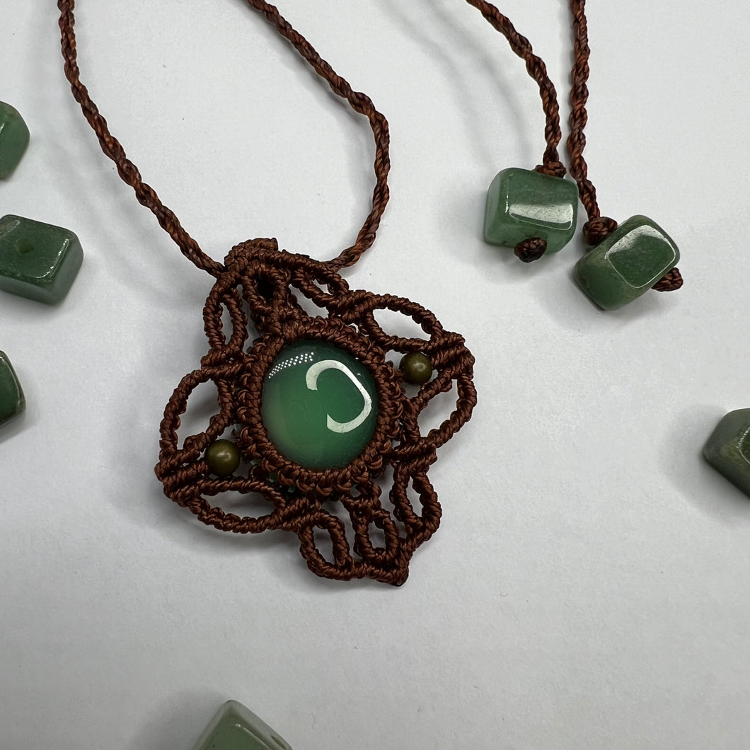 Green Chalcedony Macramé Necklace