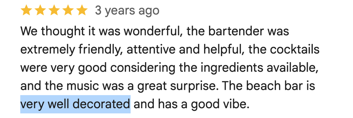 Customer review screenshot